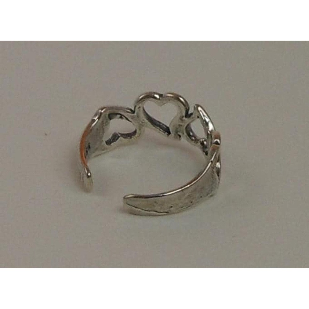 Vintage 90s Sterling Silver Hearts Toe Ring - NOS Boho Jewelry from Thailand 925 - Picture 5 of 7